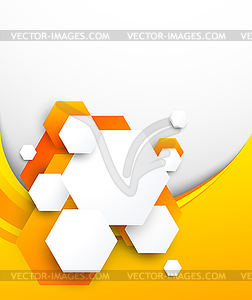 Abstract orange brochure with hexagons - vector image