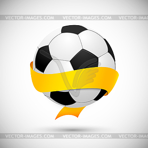 Soccer ball with orange ribbon - vector clip art