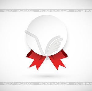 Paper label with red ribbon - vector image