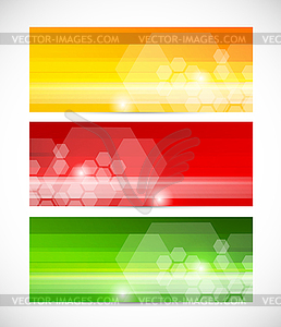 Set of tech banners with hexagons - stock vector clipart