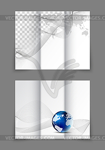 Tri-fold business wavy brochure - vector image