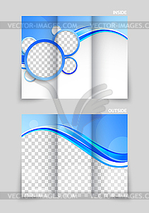 Blue tri-fold brochure - stock vector clipart