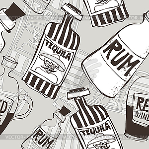 Seamless background with bottles - stock vector clipart