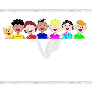 Funny kids together - vector image