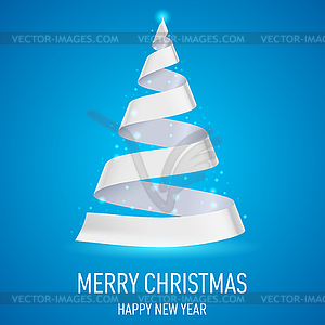 Ribbon Christmas tree - vector image