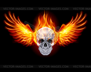 Fiery skull with fire wings - vector clipart