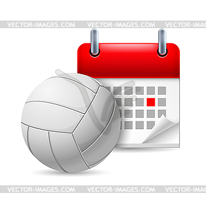 Volleyball and calendar - vector image