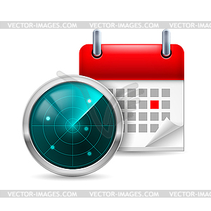 Экран Радар и календарь - изображение в векторе / векторный клипарт