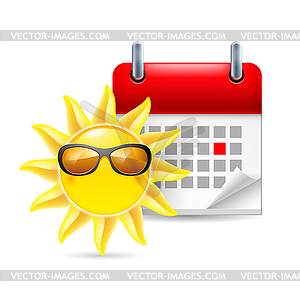 Sun and calendar - vector clip art