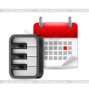 Piano and calendar icon - vector clip art