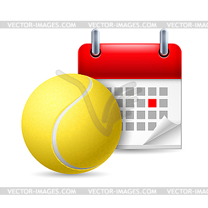 Теннисный мяч и календарь - иллюстрация в векторе