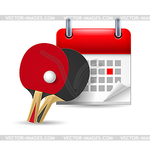 Ping pong rackets and calendar - vector image