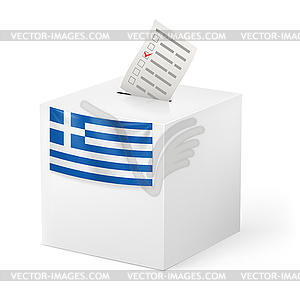 Ballot box with voicing paper. Greece - vector clipart