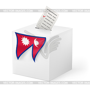 Урна для голосования с высказывая бумагу. Непал - иллюстрация в векторе