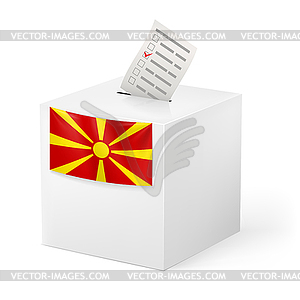 Ballot box with voicing paper. Macedonia - vector clipart