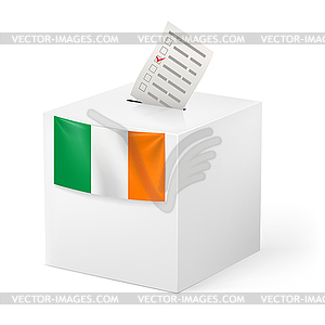 Ballot box with voting paper. Ireland - vector image