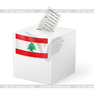 Ballot box with voting paper. Lebanon - vector clip art