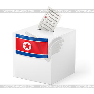 Ballot box with voting paper. North Korea - vector clipart