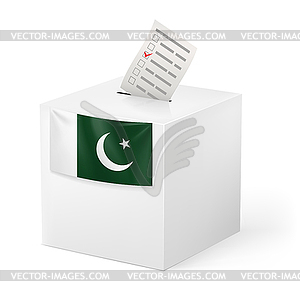 Ballot box with voting paper. Pakistan - vector image