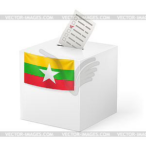 Ballot box with voting paper. Union of Myanmar - vector clip art