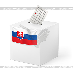 Ballot box with voting paper. Slovakia - vector clipart