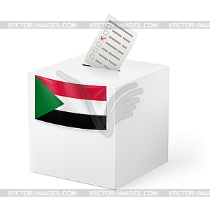 Ballot box with voting paper. Sudan - vector clipart