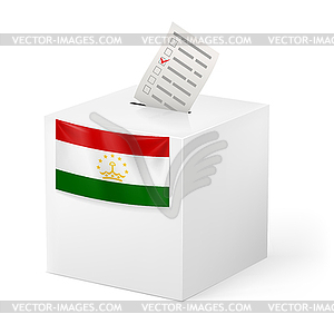 Ballot box with voting paper. Tajikistan - vector clipart / vector image