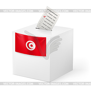 Ballot box with voting paper. Tunisia - vector clipart