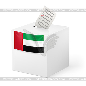 Ballot box with voting paper. United Arab Emirates - vector clip art