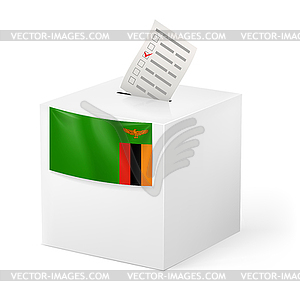 Ballot box with voting paper. Zambia - vector clipart