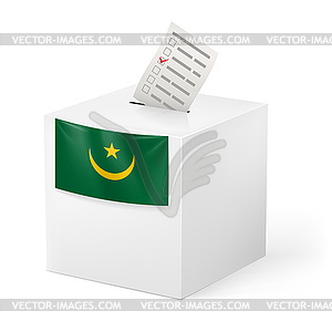 Ballot box with voting paper. Mauritania - vector clip art