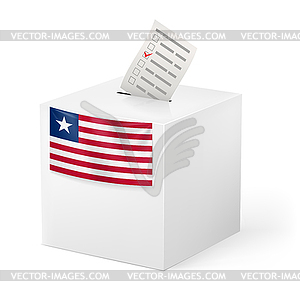 Ballot box with voting paper. Liberia - vector image