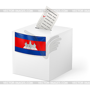 Ballot box with voting paper. Cambodia - vector EPS clipart