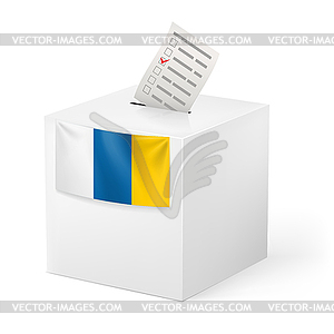 Ballot box with voting paper. Canary Islands - vector image