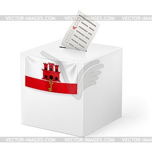 Ballot box with voting paper. Gibraltar - royalty-free vector image