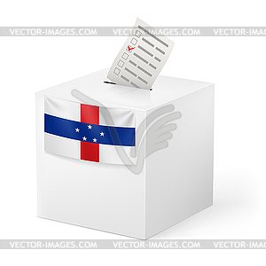 Урна для голосования с голосования бумаги. Нидерландские Антильские острова - стоковый векторный клипарт