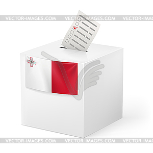 Ballot box with voting paper. Malta - vector clipart