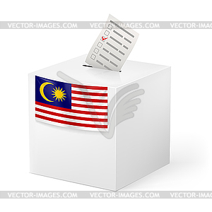 Ballot box with voting paper. Malaysia - vector image