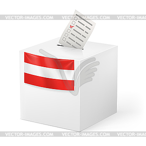 Ballot box with voting paper. Austria - vector clip art