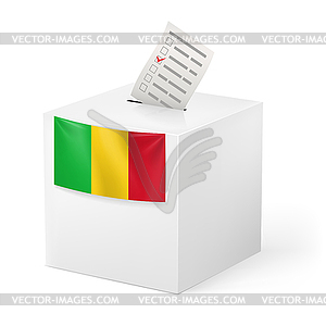 Ballot box with voting paper. Mali - vector image