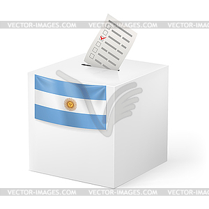 Ballot box with voting paper. Argentina - vector image