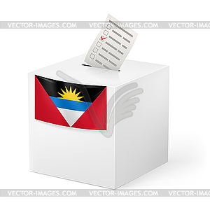 Ballot box with voting paper. Antigua and Barbuda - vector clipart