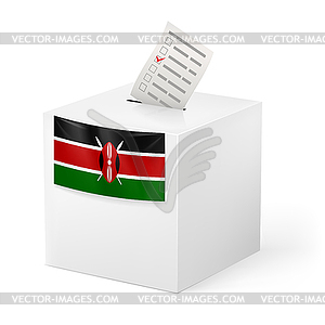 Ballot box with voting paper. Kenya - vector image