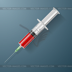 Syringe with blood - vector EPS clipart