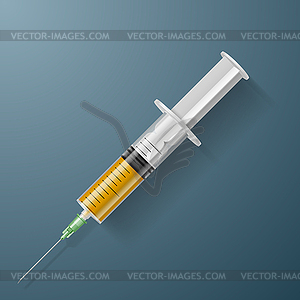 Syringe with yellow liquid - stock vector clipart