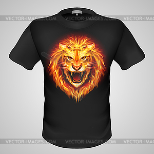 Male t-shirt with lion print - color vector clipart