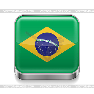 Metal icon of Brazil - vector image