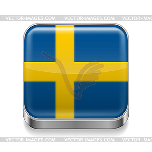 Metal icon of Sweden - vector clipart