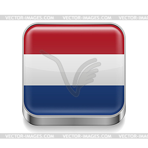 Metal icon of Netherlands - vector clipart