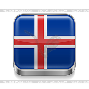 Metal icon of Iceland - vector clip art
